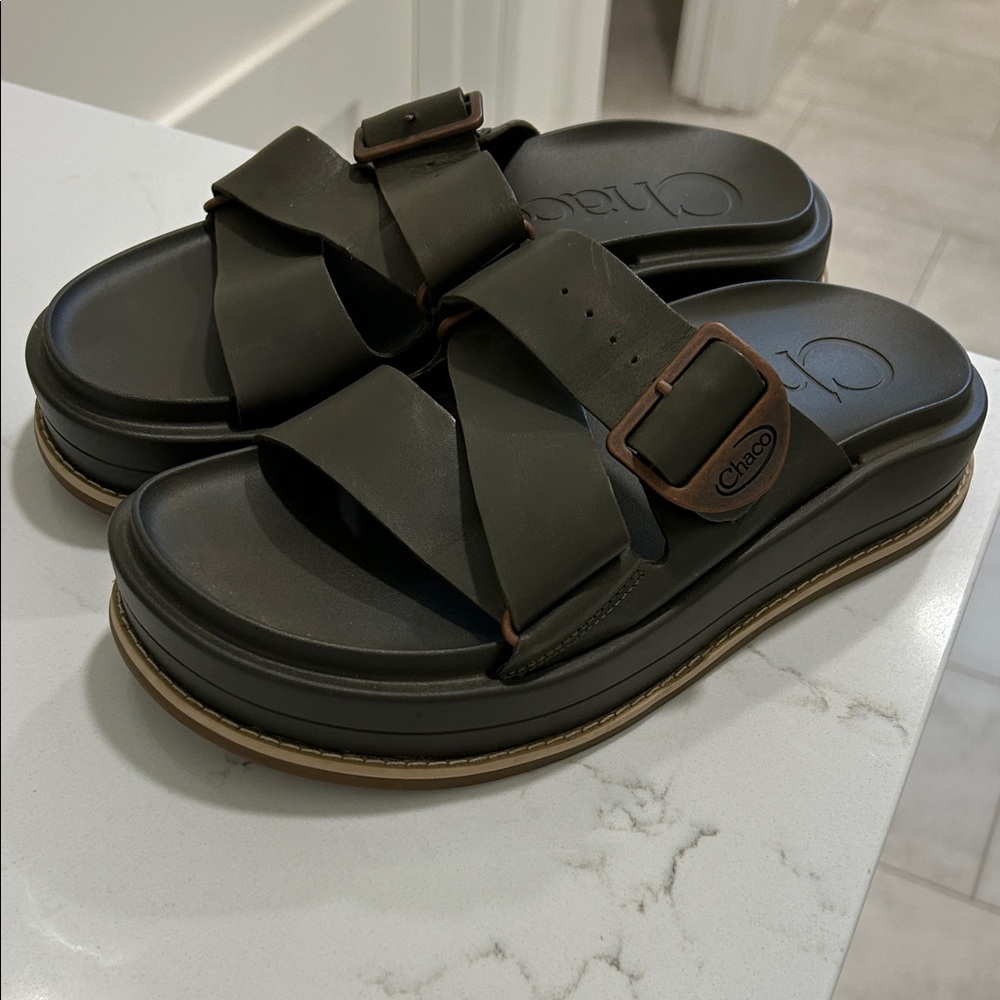 Chaco Dark Green Slide Sandals